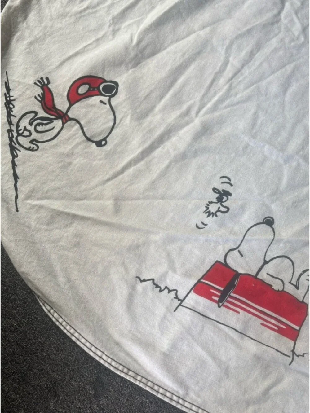 Vintage 70s/1970s SNOOPY & CHARLIE BROWN White Full Size Bedspread Blanket